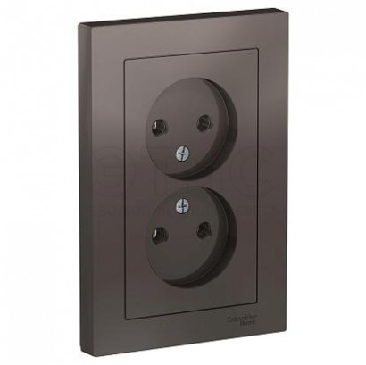 Розетка двойная скрытая Б/З 16А 250В IP20 в сборе мокко ATLASDESIGN